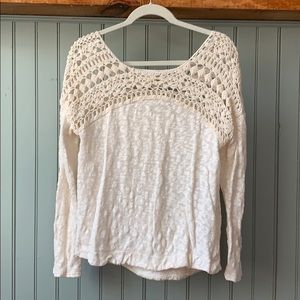 Cream colored crochet detail sweater
